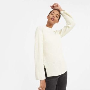 Everlane Cashmere Ribbed Mockneck Sweater Bone cream white szXS